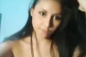 Unbelievably sexy dark brown college harlot on web camera