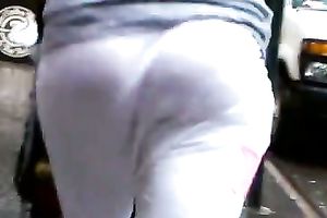 Sexy sweetheart inadvertently flashed her underclothing in taut panties