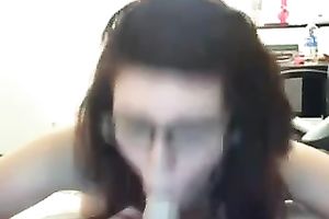 Marvelous white slutty wife pretends to be a nerdy honey on livecam