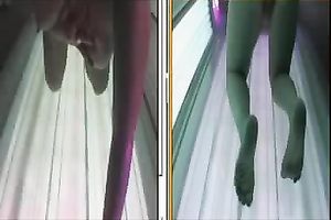 Sexy college horny white wife caught on hidden webcam in solarium