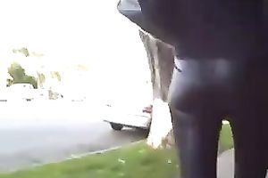 Bewitching hottie in constricted leggings definitely caught my attention