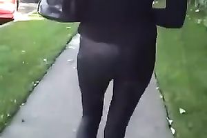 Bewitching hottie in constricted leggings definitely caught my attention