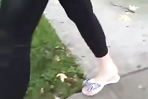 Bewitching hottie in constricted leggings definitely caught my attention