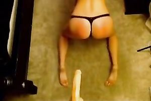 Concupiscent livecam model sucks her suction cup fake penis like a lollipop