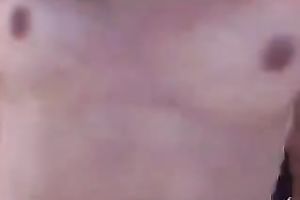 Adorable brunette hair babe on the party acquires topless to tease boys