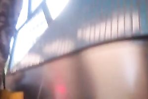 Pussy of chick receives stripped on shoe camera in an elevator