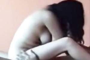 Busty long-haired white bitch enjoys jumping on her BF's schlong indoors