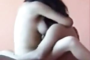 Busty long-haired white bitch enjoys jumping on her BF's schlong indoors