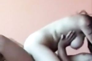 Busty long-haired white bitch enjoys jumping on her BF's schlong indoors