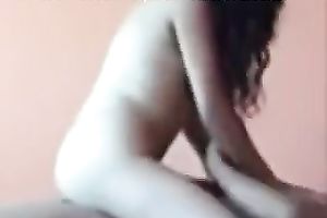 Busty long-haired white bitch enjoys jumping on her BF's schlong indoors