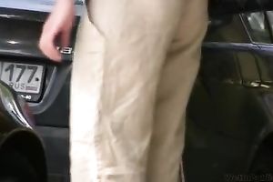 Public pissing solo clip with amateur dark brown Olga