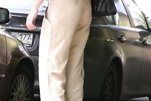 Public pissing solo clip with amateur dark brown Olga