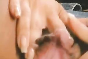 Kinky white wife shows her heavy clitoris and masturbates