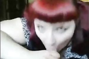 Pigtailed punk bitch is giving me a great blow job in front of a camera