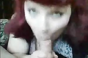 Pigtailed punk bitch is giving me a great blow job in front of a camera