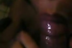 Ebony floozy is glad to engulf 10-Pounder and gulp some sex cream