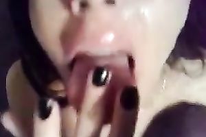Hot French white cumslut horny white wife can't live without large load on her face