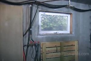 A bounded girl with a mask on her face treated actually bad