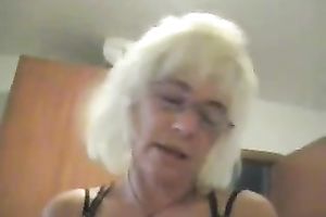 Salacious granny in glasses sucks my hard penis like there is no tomorrow