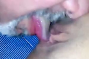 Close up POV with my elderly bearded hubby licking my twat