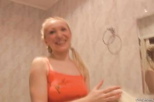 Blonde Russian horny white wife with recent body gives head to her boyfriend
