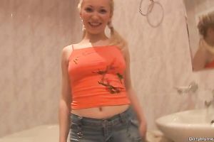 Blonde Russian horny white wife with recent body gives head to her boyfriend