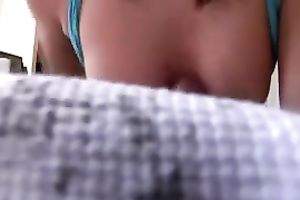 Cute pierced dark brown playgirl pleases a stud with a tugjob