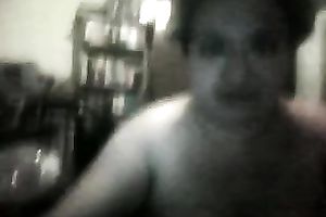 Ugly aged bitch shows her big natural love bubbles for the web camera