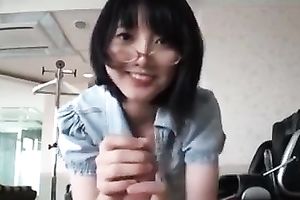 Asian skank wearing glasses enjoys working on a hard dong