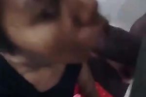 My ebon co-worker manages to milk my BBC dry on her face