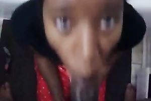 My ebon co-worker manages to milk my BBC dry on her face