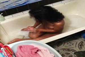 Just a cute Indian young sweetheart in the baths tub on hidden webcam