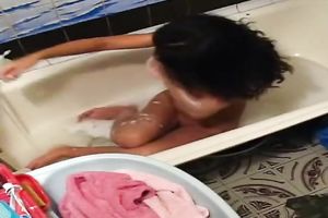 Just a cute Indian young sweetheart in the baths tub on hidden webcam