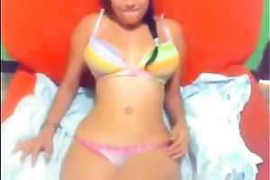 Playful and youthful latina brunette hair amateur wife on cam topless