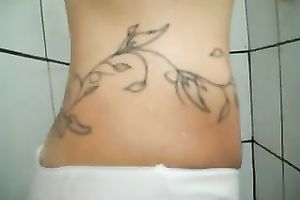 My tattooed paramour shows her cameltoe and soaked wazoo