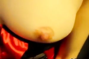 Super wicked sweetheart in red corset just likes to have sex on camera