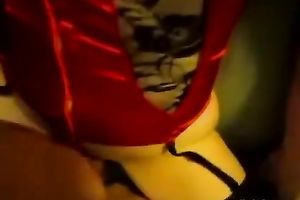 Super wicked sweetheart in red corset just likes to have sex on camera