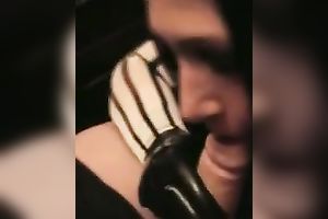 Nasty dark sweetheart with large scoops wishes me to cum on her face