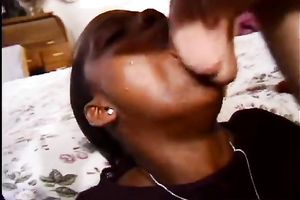 Lusty ebony whore blows whit shlong and receives nailed well