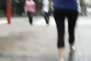 Following a woman with gorgeous arse in the street