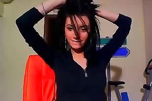 Skinny dark brown horny white wife loves dancing on livecam in her dark underware