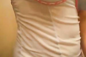 Fabulous large natural knockers of a hawt white honey