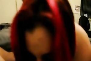 My red-haired girlfriend with giant milk shakes knows how to give a great oral stimulation