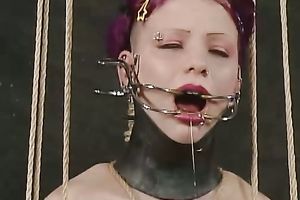 Suspended wench receives tortured and screwed with a vibrator in BDSM episode