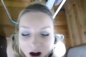 Nasty German bitch sucks my weenie until this babe receives a facial