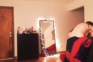 Sexy dilettante bruntte shows her body and masturbates her cum-hole