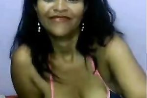 Filthy brunette hair wench with saggy whoppers masturbates for u on webcam