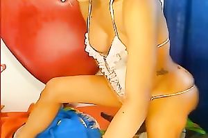 Colombian lady-boy with big fake boobs puts om a worthy web camera show for me