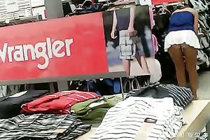 Chunky dirty slut wife in the supermarket in outrageously short petticoat