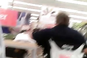 Chunky dirty slut wife in the supermarket in outrageously short petticoat